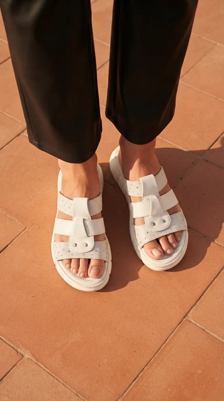 White Formal Slipper For Ladies PU0886