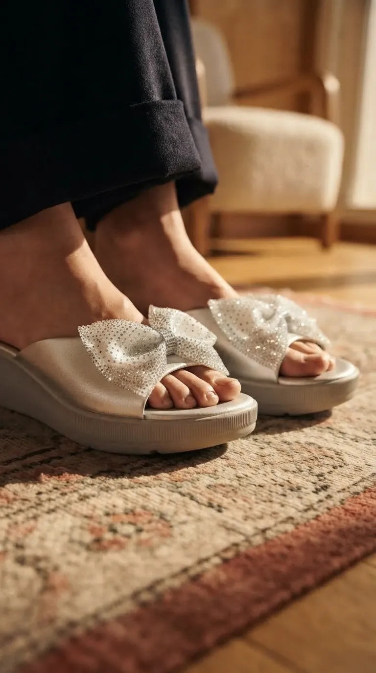 Silver Formal Slipper For Women PU0898