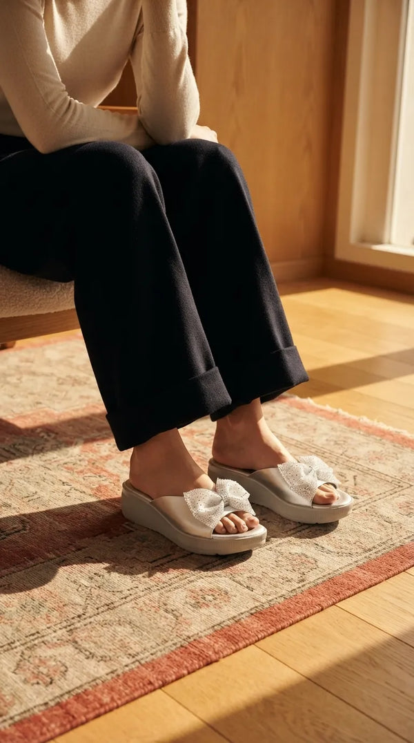 Silver Formal Slipper For Women PU0898