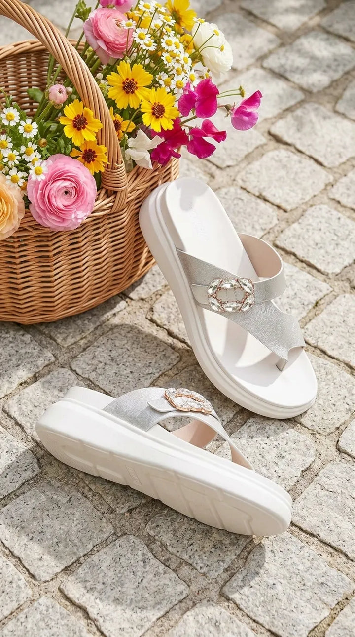 Silver Formal Chappal For Women PU0903