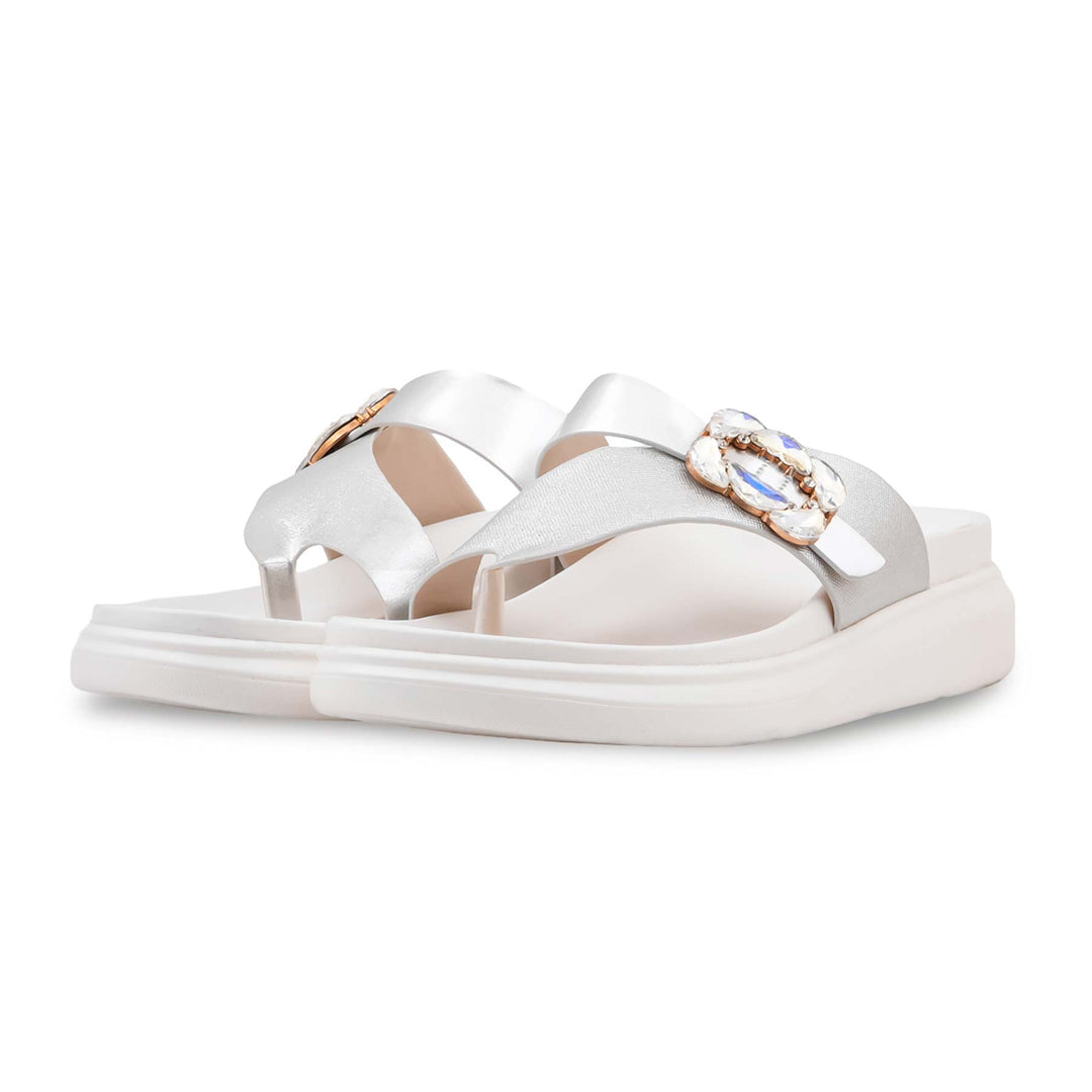 Silver Formal Chappal For Women PU0903