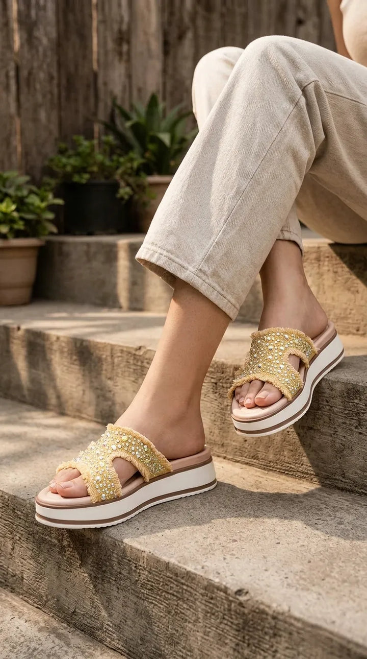 Beige Formal Slipper For Ladies PU0910