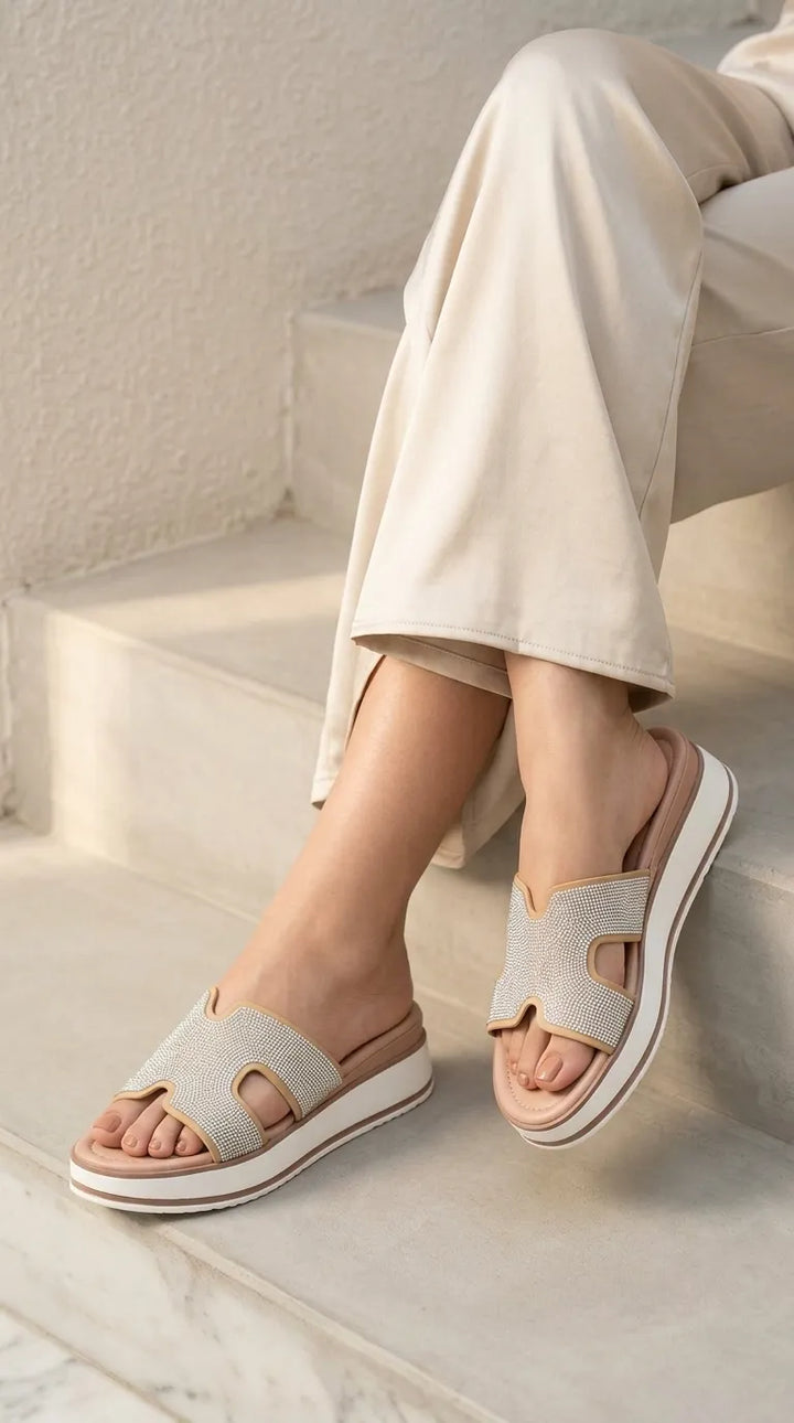 Beige Formal Slipper For Ladies PU0911