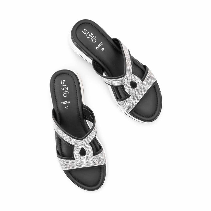 Black Formal Slipper For Ladies PU0912