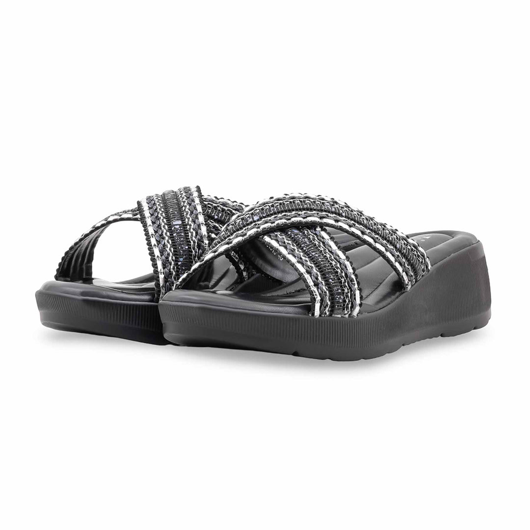 Black Formal Slipper For Ladies PU0915