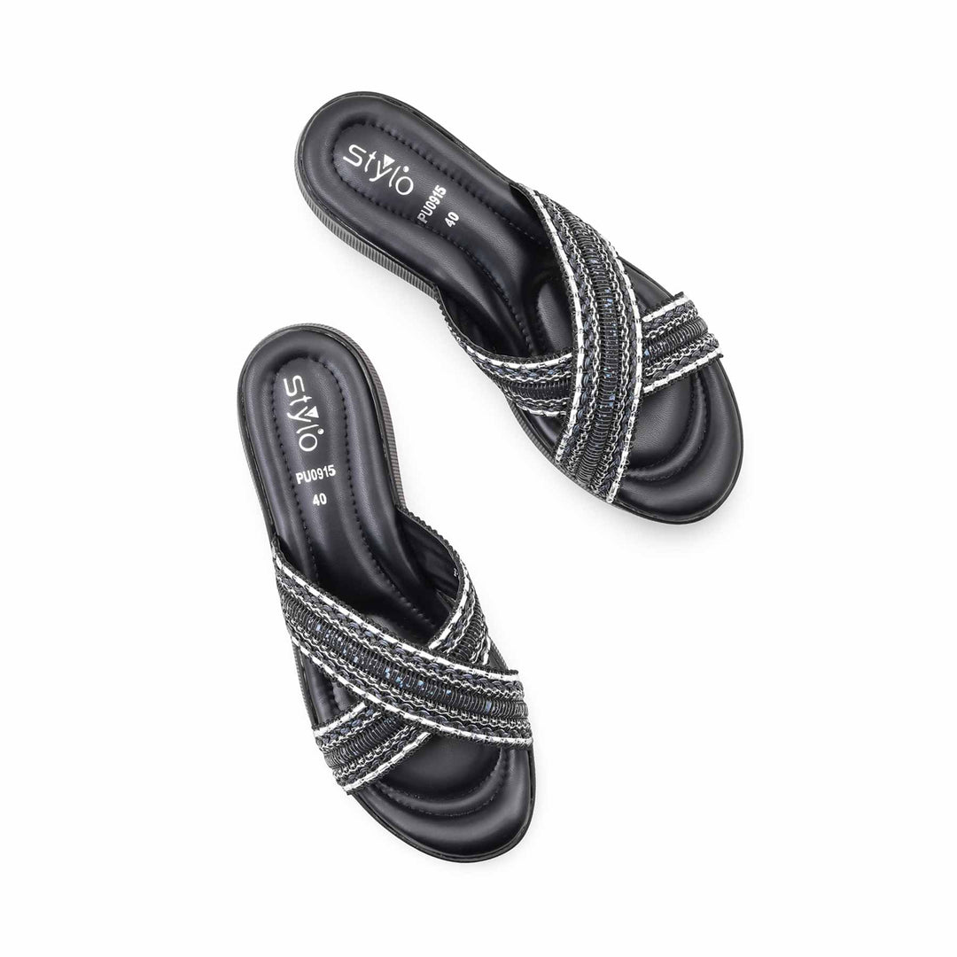 Black Formal Slipper For Ladies PU0915