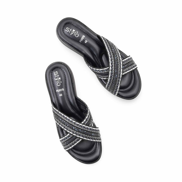 Black Formal Slipper For Ladies PU0915