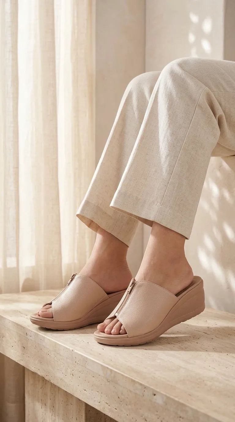 Beige Formal Slipper For Women PU0919