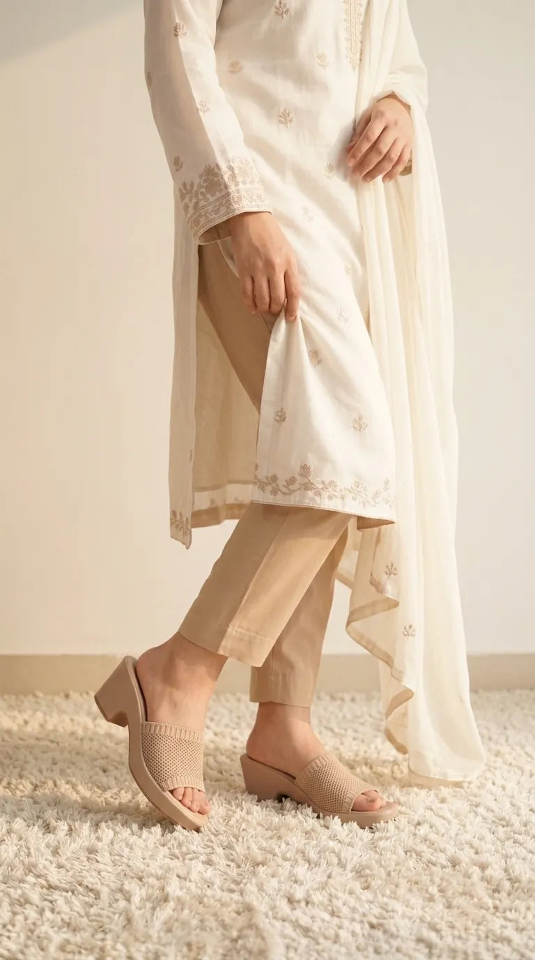 Beige Formal Slipper For Women PU0945