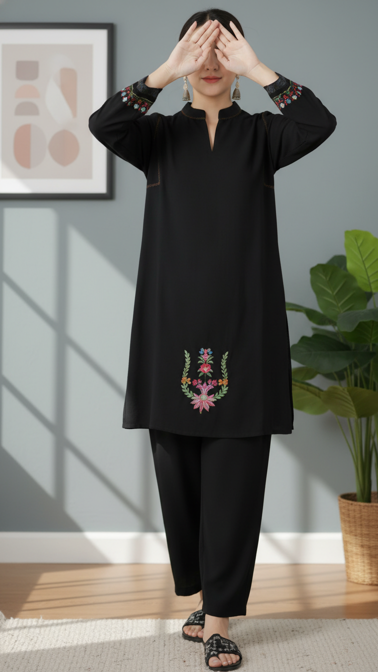 2PC Embroidered Slub Khaddar Suit PW5045