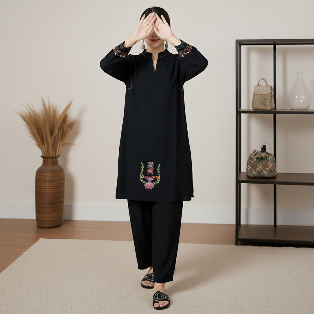 2PC Embroidered Slub Khaddar Suit PW5045