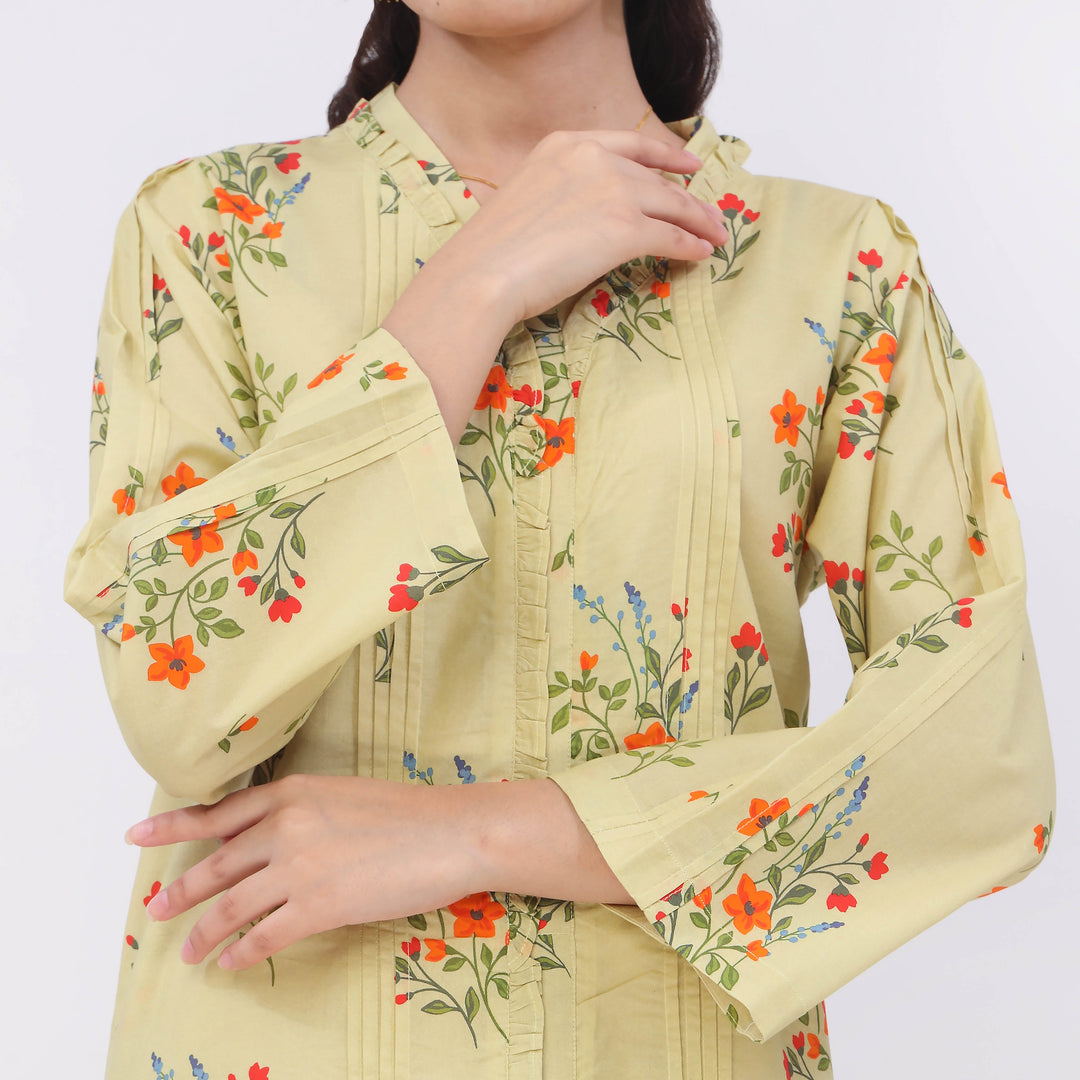 2PC- Digital Printed Cotton Cambric Co-Ord Set   PW5067