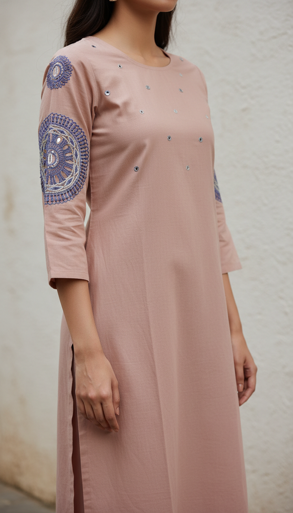 Brown Embroidered Lawn Karandi Shirt PW5080