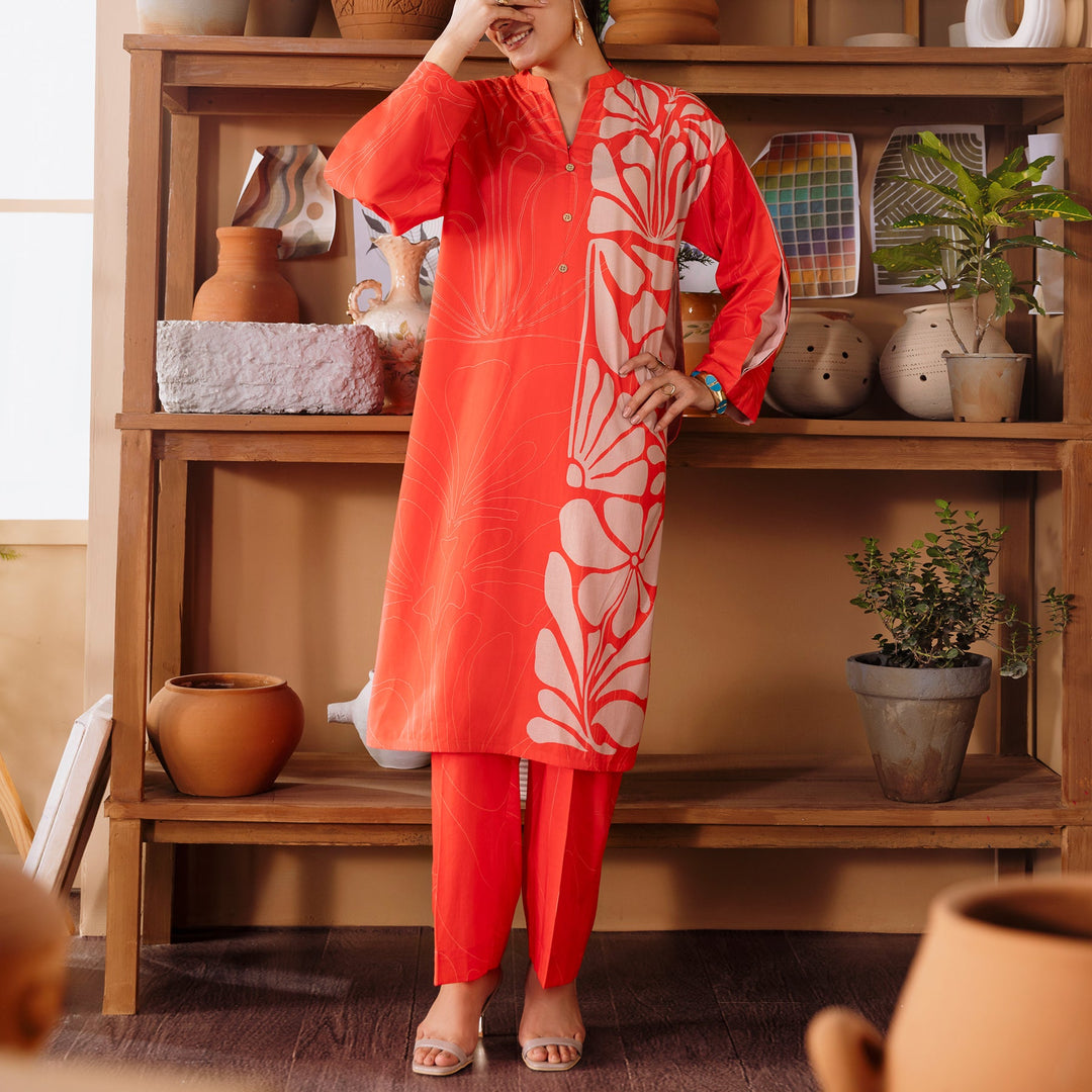 2PC- Printed Cambric Suit PW5081