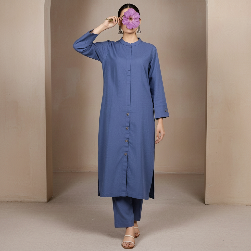 2PC Solid Dyed Slub Khaddar Suit PW5183