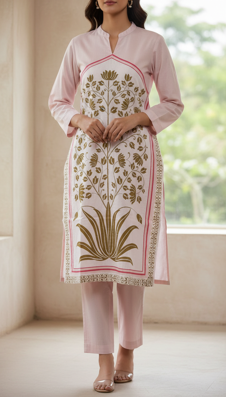 2 PC Digital Printed Cotton Cambric Suit PW5242