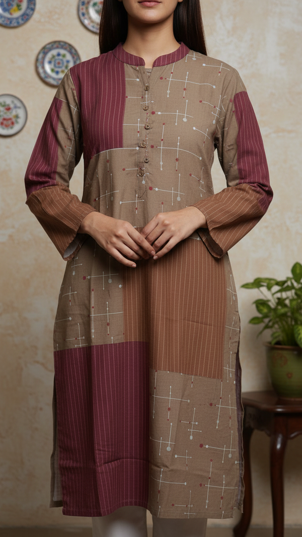 Digital Printed Slub Khaddar Shirt PW5254