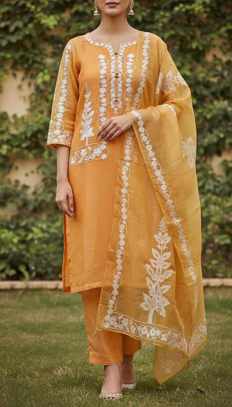 3 PC Embroiderd Shiffon Suit PW5260