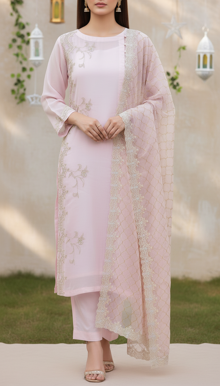 Embroiderd Chiffon Suit PW5263