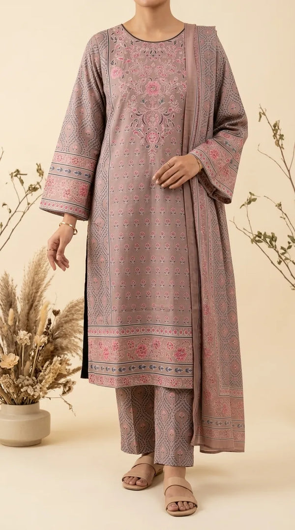 3 PC Digital Printed Khaddar Suit PW535402