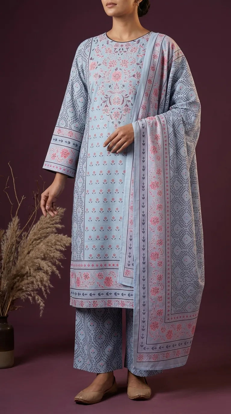 3 PC Digital Printed Khaddar Suit PW535407