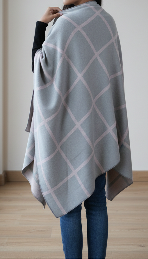 Grey Winter Cape Shawl PW5614