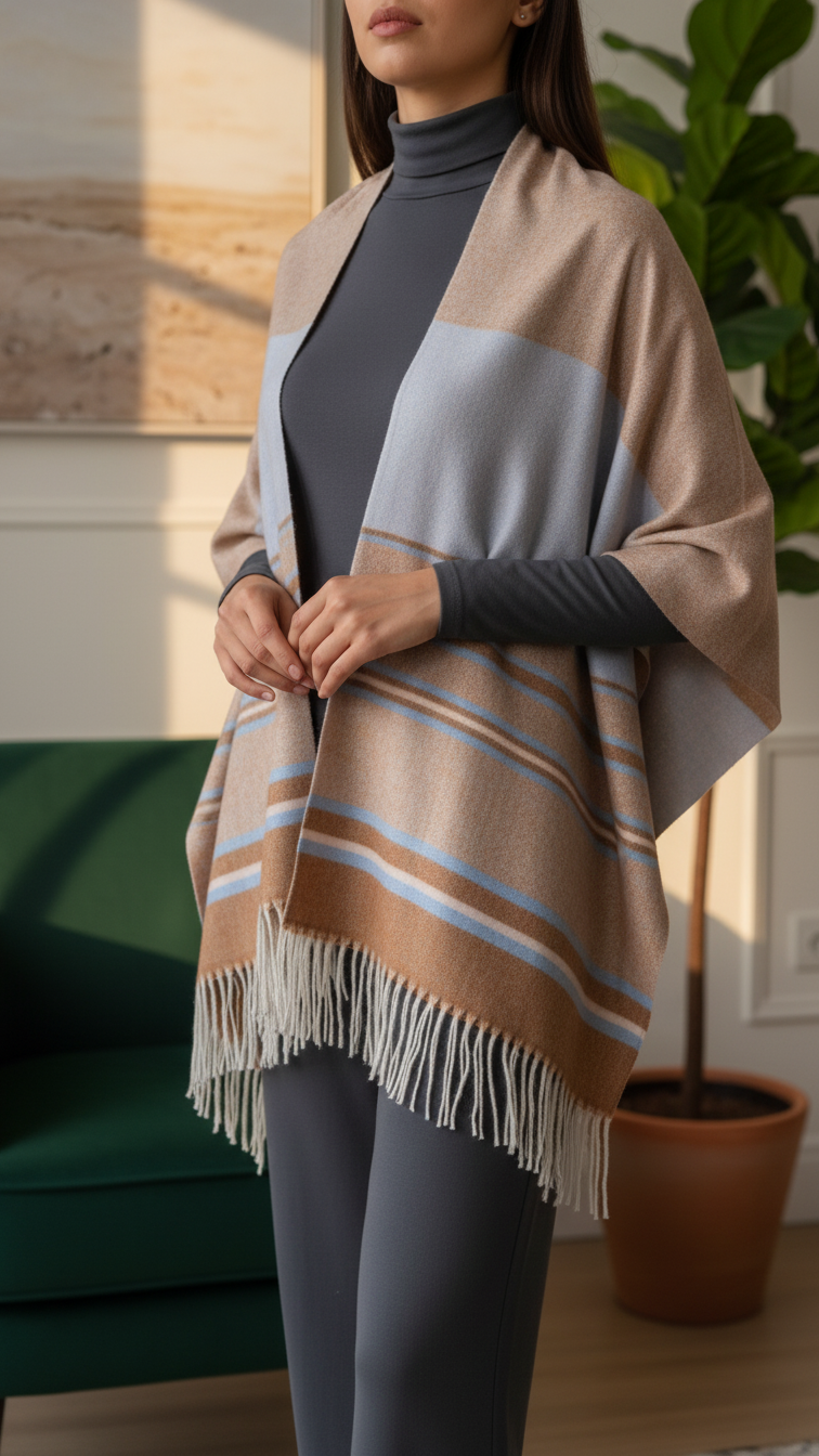 Peach Winter Capeshawl PW5637
