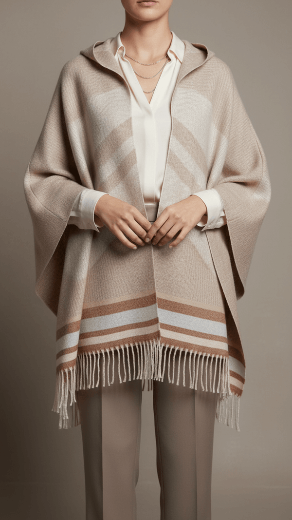 Beige Winter Cape shawl PW5907