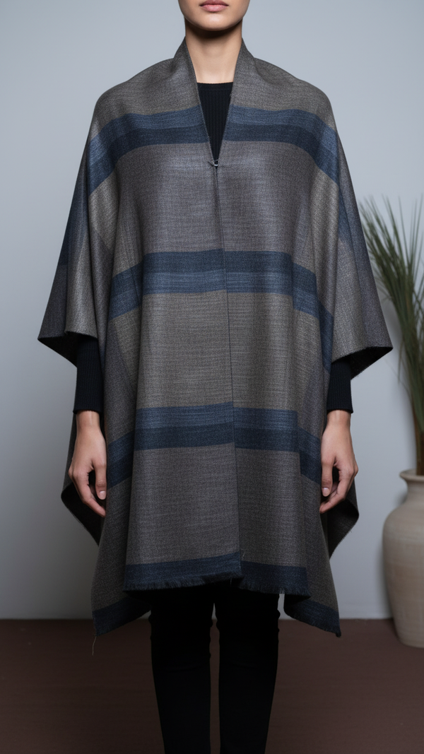 Coffee Winter Cape Shawl PW5912