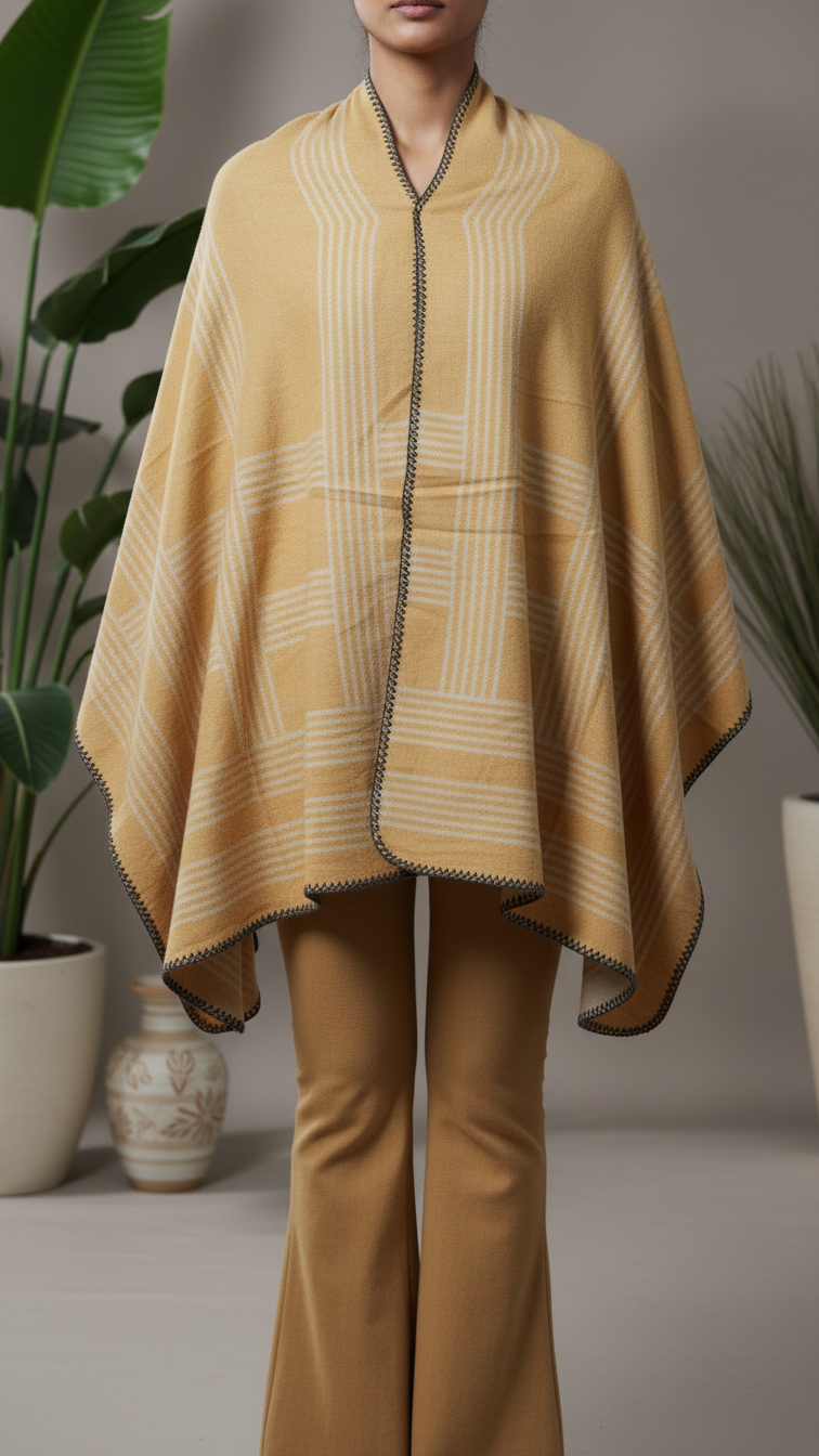 Mustard Winter Cape shawl PW5916