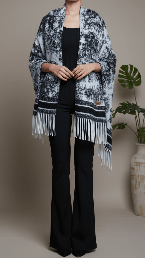 Black Winter Cape shawl PW5919