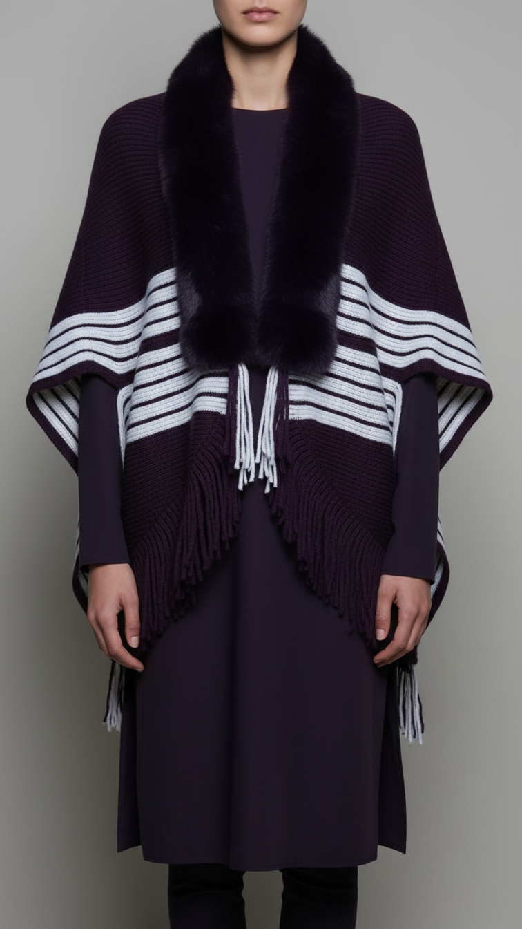 Purple Winter Cape Shawl PW5922