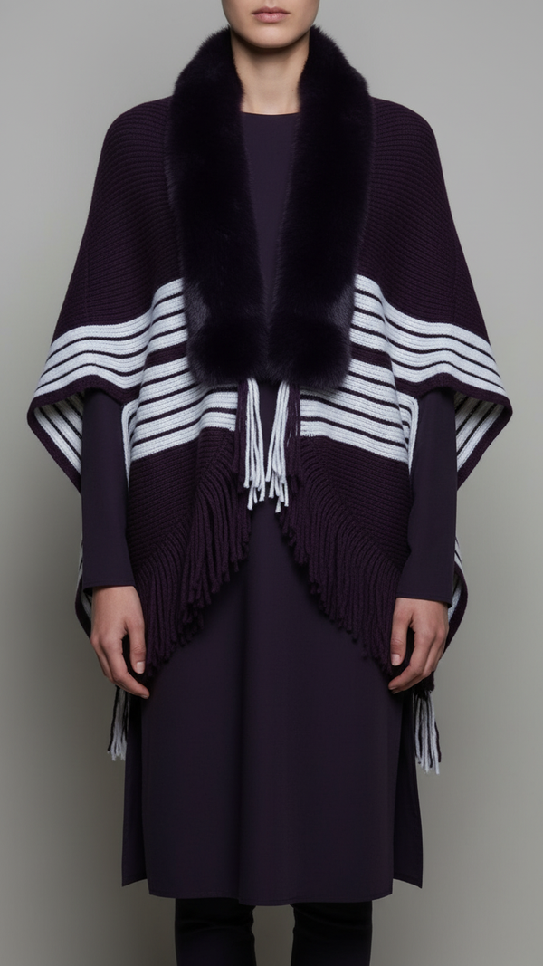 Purple Winter Cape Shawl PW5922