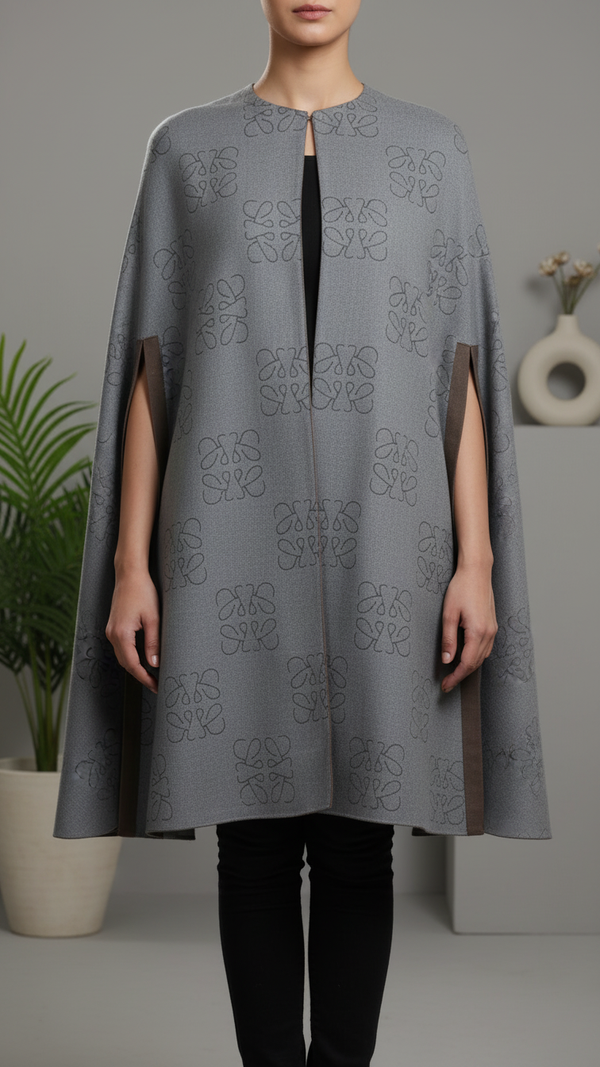 Grey Winter Cape Shawl PW5923
