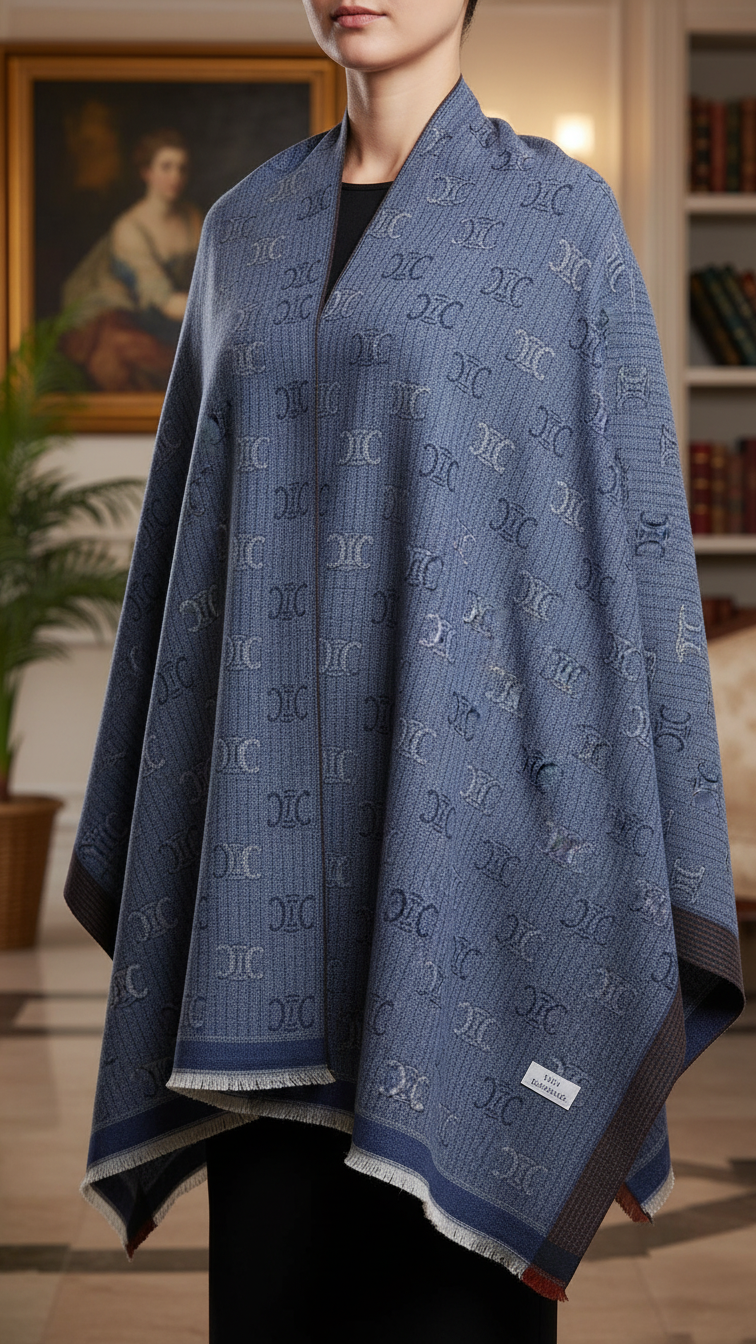Navy Winter Cape Shawl PW5927