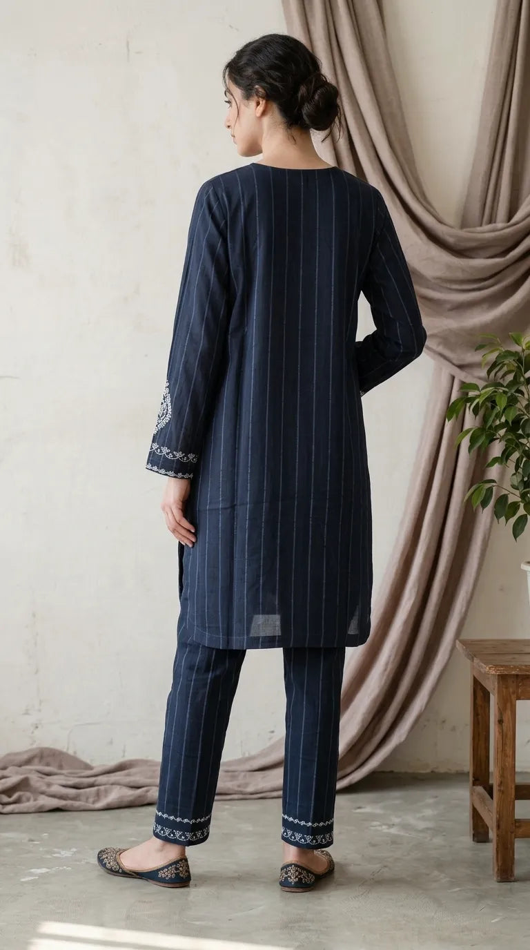 2 PC Embellished Cambric Stitched Suit PW600201