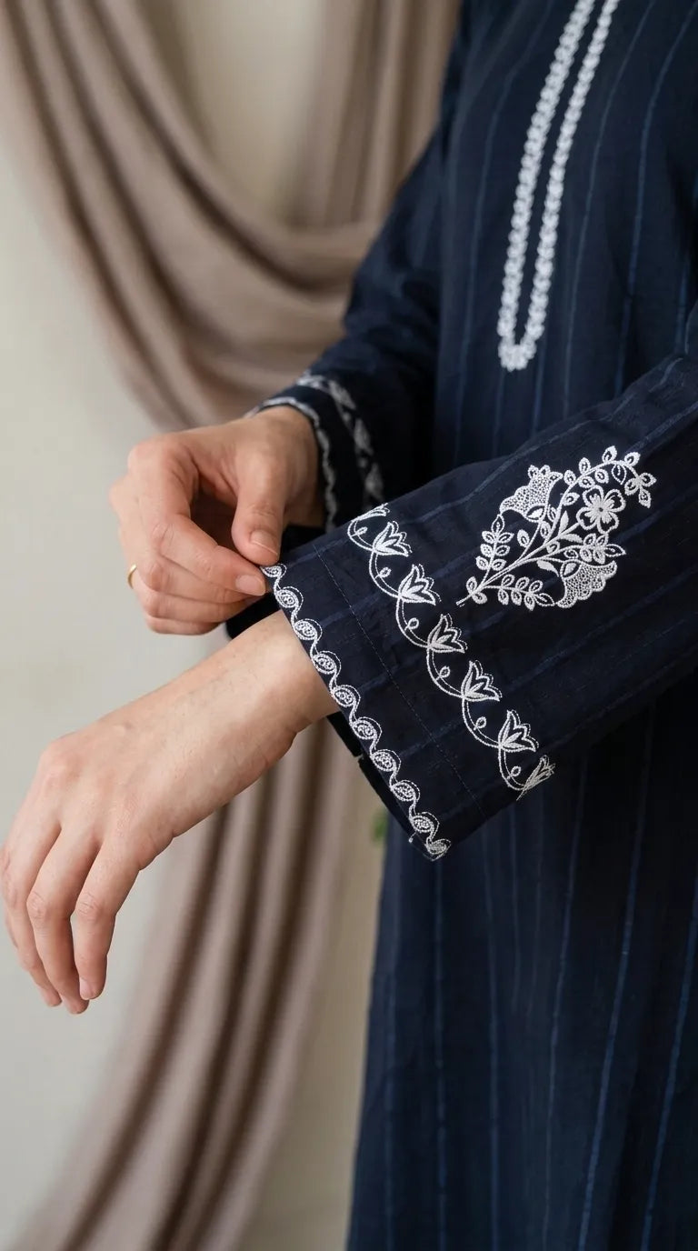 2 PC Embellished Cambric Stitched Suit PW600201