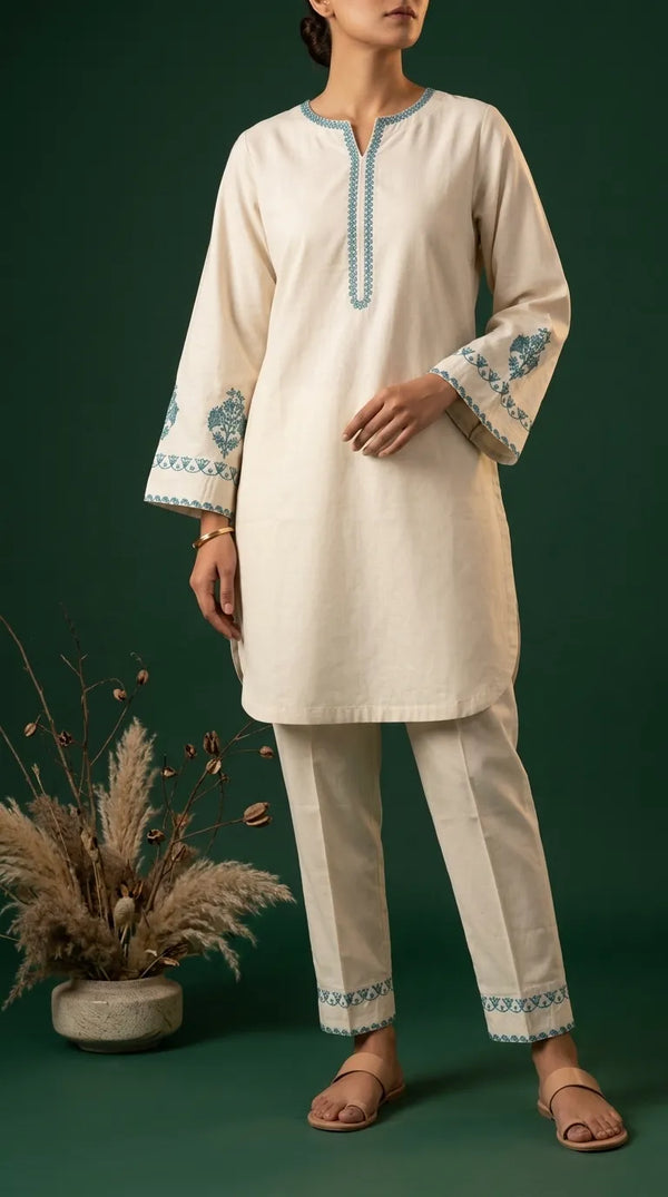 2 PC Embellished Cambric Suit PW600293