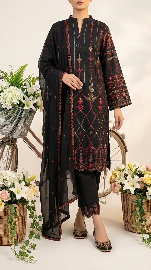 3 PC Embellished Cambric Suit PW601401