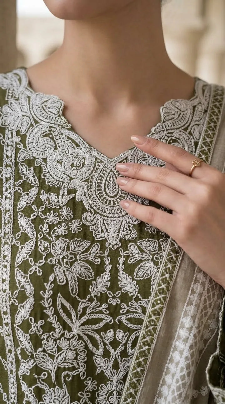 3 PC Embellished Khaddar Stitched Suit PW603411