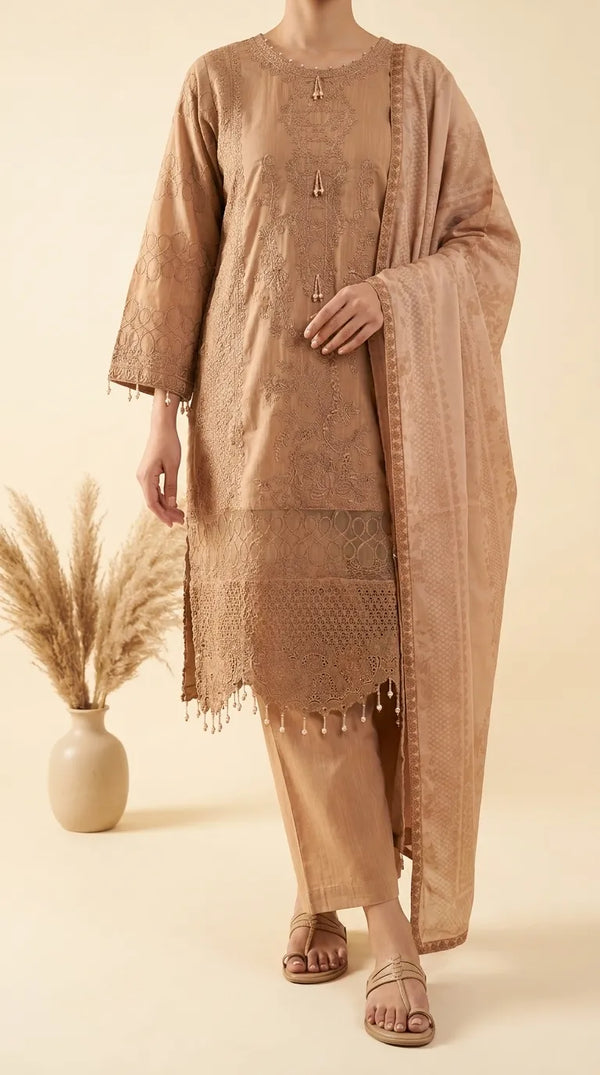 3 PC Embellished Khaddar Suit PW603502