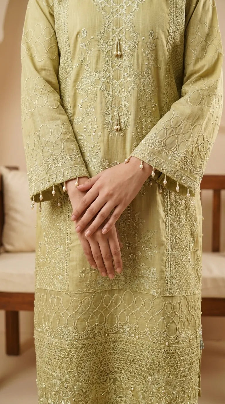 3 PC Embellished Khaddar Suit PW603587