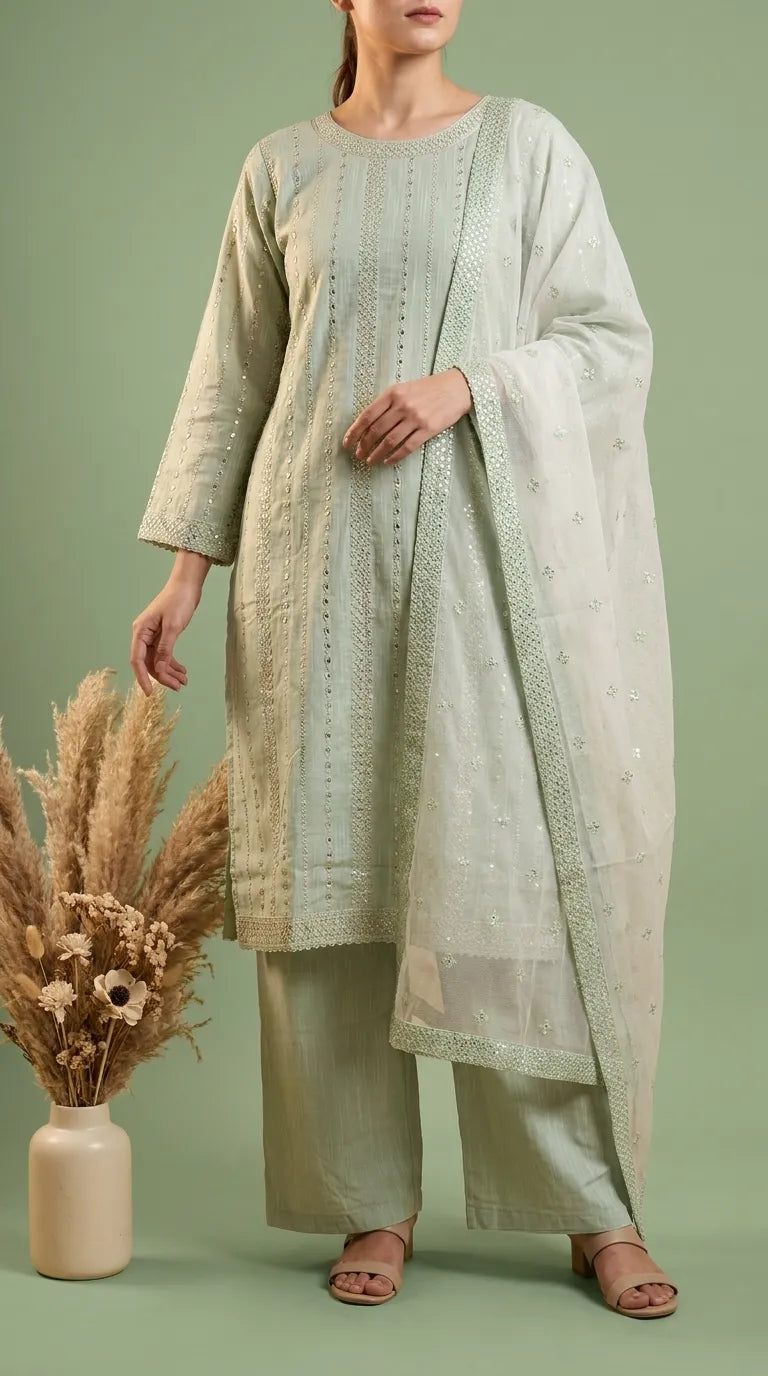 3 PC Embellished Khaddar Suit PW603611