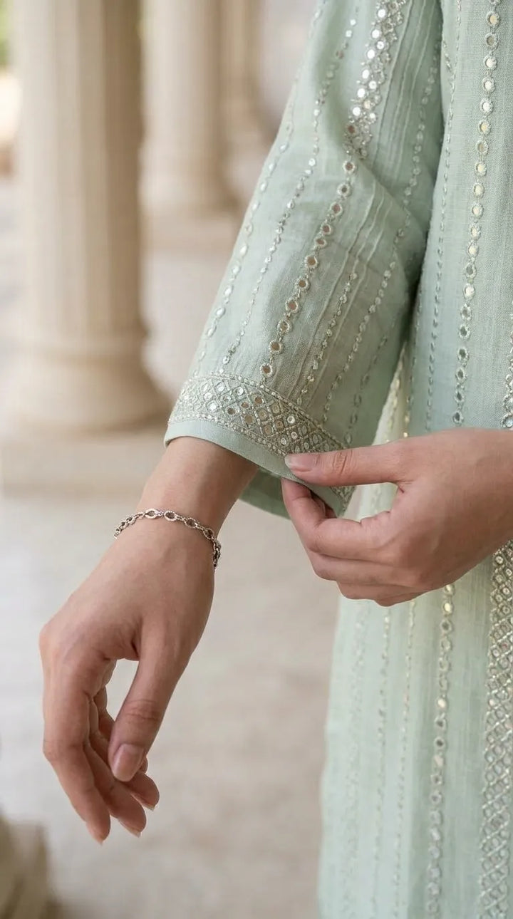 3 PC Embellished Khaddar Stitched Suit PW603611
