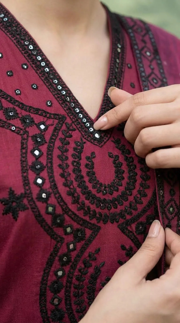 3 PC Embellished Khaddar Stitched Suit PW603705