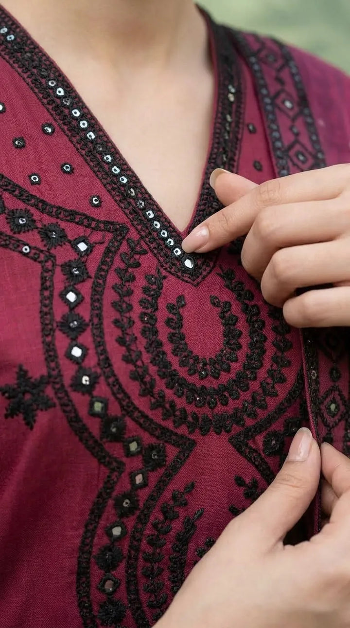 3 PC Embellished Khaddar Stitched Suit PW603705