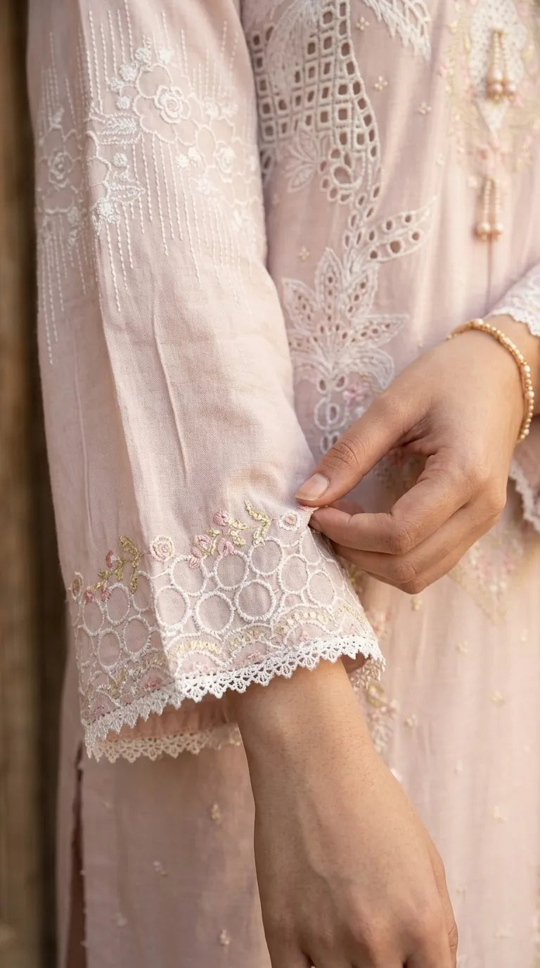 3 PC Embellished Karandi Stitched Suit PW603862