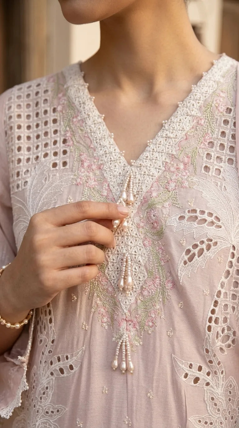 3 PC Embellished Karandi Stitched Suit PW603862