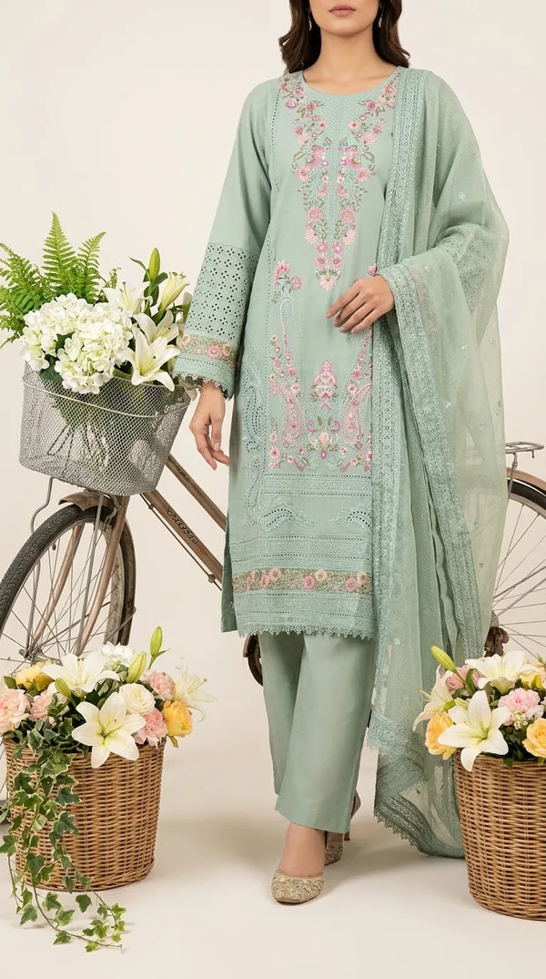 3 PC Embellished Karandi Suit PW604011