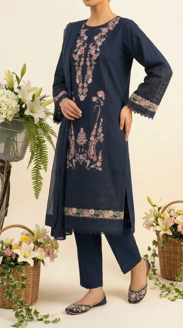 3 PC Embellished Karandi Suit PW604012